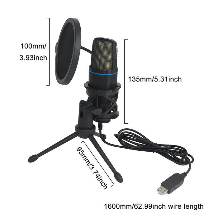 USB Microfoon - RGB LED - StudioSound - Professional Podcast Recording and Gaming - Condenser Mic