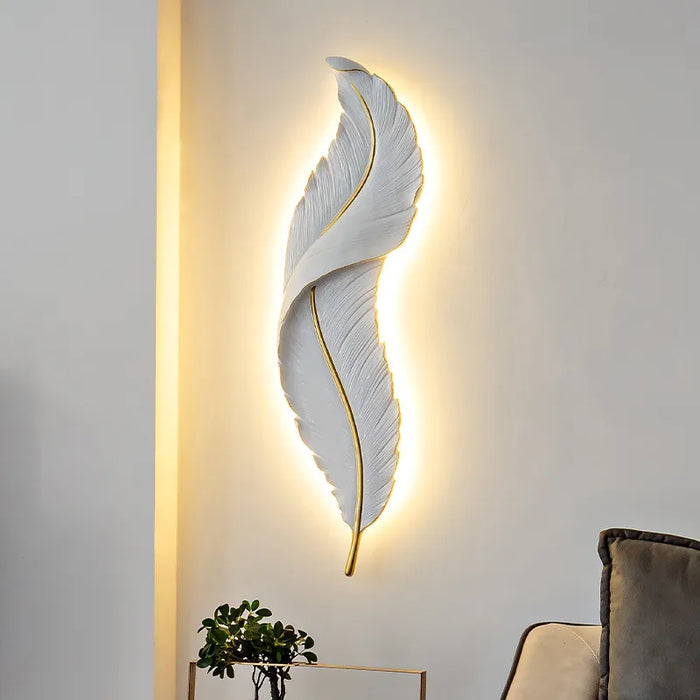 Wandlamp - op veren geïnspireerd motief - warme LED verlichting - duurzame constructie - Huishoudmeester