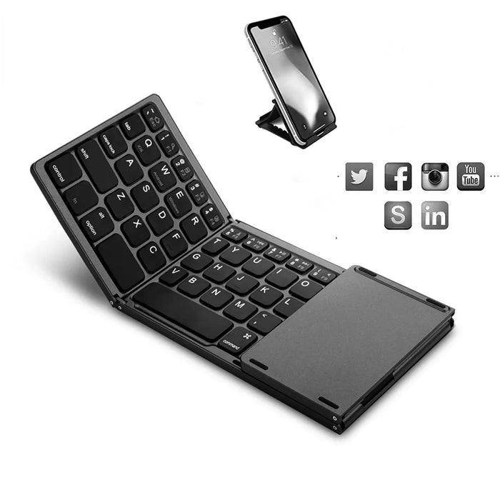 Ultra-Portable Bluetooth Touchpad Keyboard - compacte toetsenbord biedt naadloze connectiviteit met je smartphone of tablet - ingebouwd touch pad - universeel compatibel - huishoudmeester