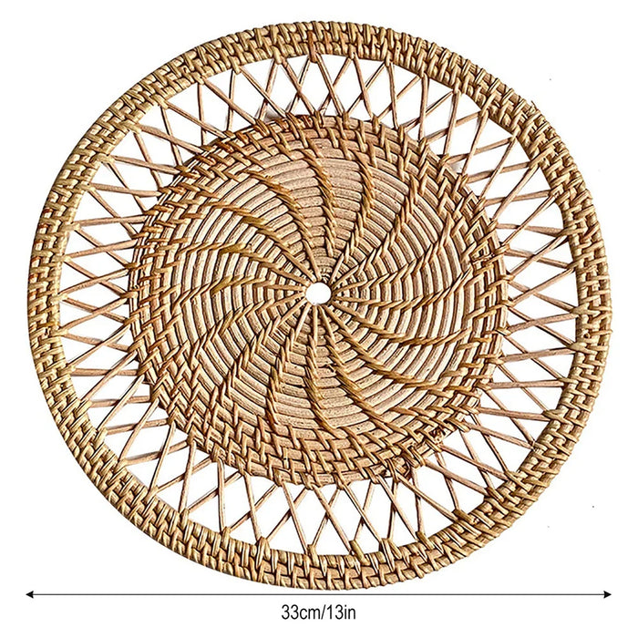 Handgeweven Wanddecoratie set (3-Stuks) - eersteklas natuurlijk rotan - decoratieve wanddecoratie, praktische placemat of stijlvolle onderzetter - huishoudmeester