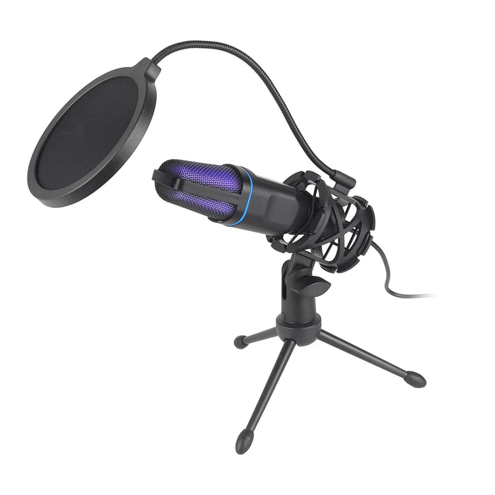 USB Microfoon - RGB LED - StudioSound - Professional Podcast Recording and Gaming - Condenser Mic