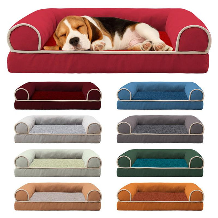 Luxe Suede Comfort Bed voor Honden - schapenvacht onderlaag - 3D-schuimvulling - antislip bodem - huishoudmeester