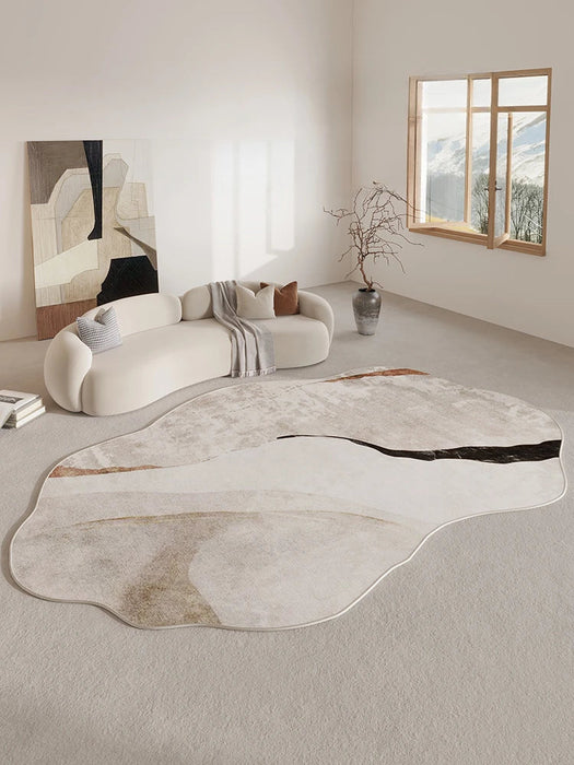 Abstract Beige Vloerkleed voor Moderne Ruimtes - antislip achterkant - duurzaam en eenvoudig in onderhoud - huishoudmeester