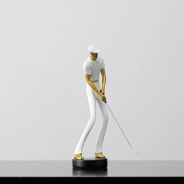 Dynamische Golf Beeldjes - dynamisch en elegant design - legt de essentie van het spel vast in gedurfde gouden accenten - huishoudmeester