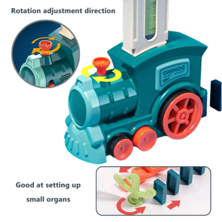 Automatische dominotrein - Leuk en innovatief speelgoed voor kinderen - helpt bij de ontwikkeling van ruimtelijk denken, kleurherkenning en fijne motoriek - huishoudmeester
