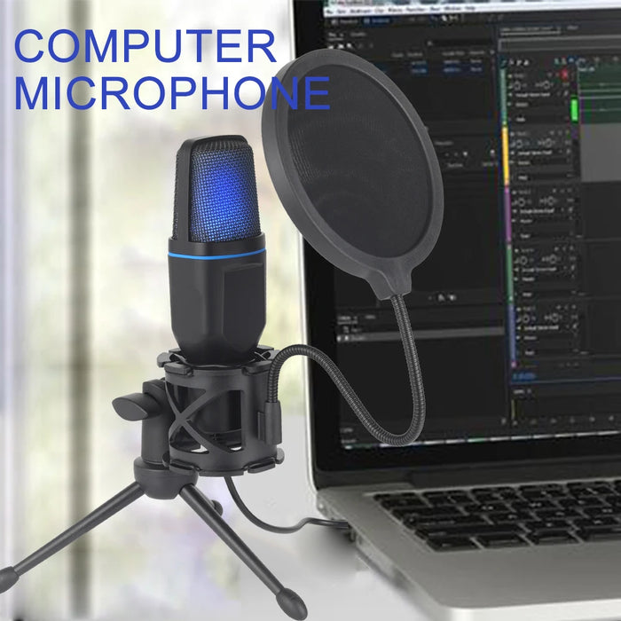 USB Microfoon - RGB LED - StudioSound - Professional Podcast Recording and Gaming - Condenser Mic