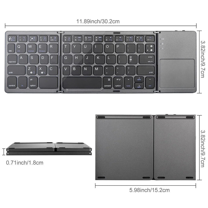 Ultra-Portable Bluetooth Touchpad Keyboard - compacte toetsenbord biedt naadloze connectiviteit met je smartphone of tablet - ingebouwd touch pad - universeel compatibel - huishoudmeester