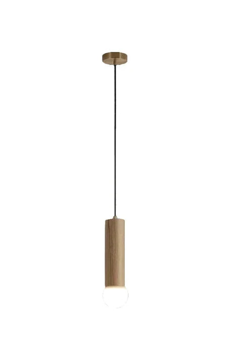 Minimalistische Houten Hanglamp - een delicate mix van natuurlijk hout en zachte koperen accenten - huishoudmeester