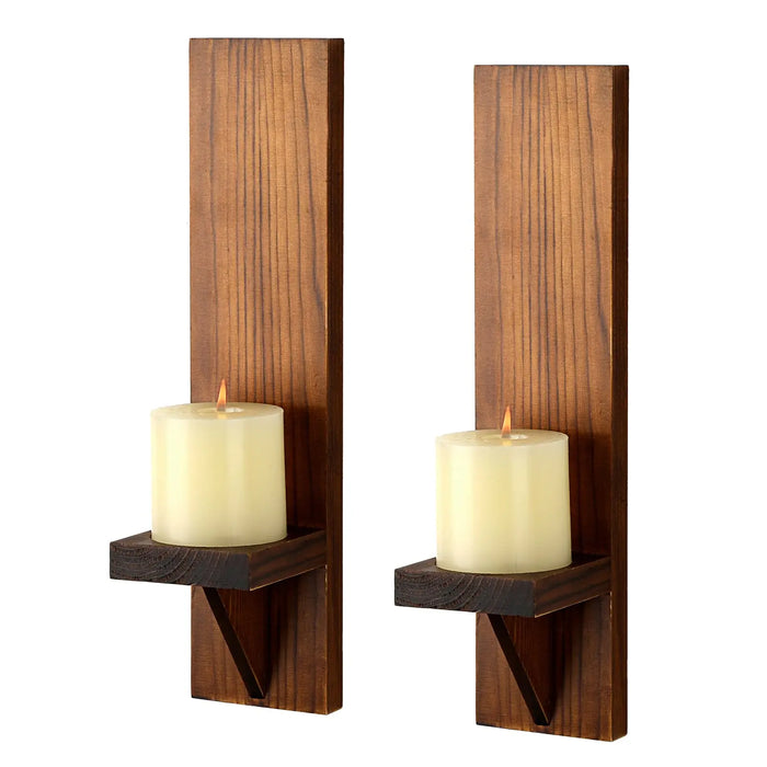 Elegante Eiken Houten Kaarsenwandhouder Set - eenvoudige installatie - natuurlijke eikenhoutnerf brengt textuur en warmte - huishoudmeester