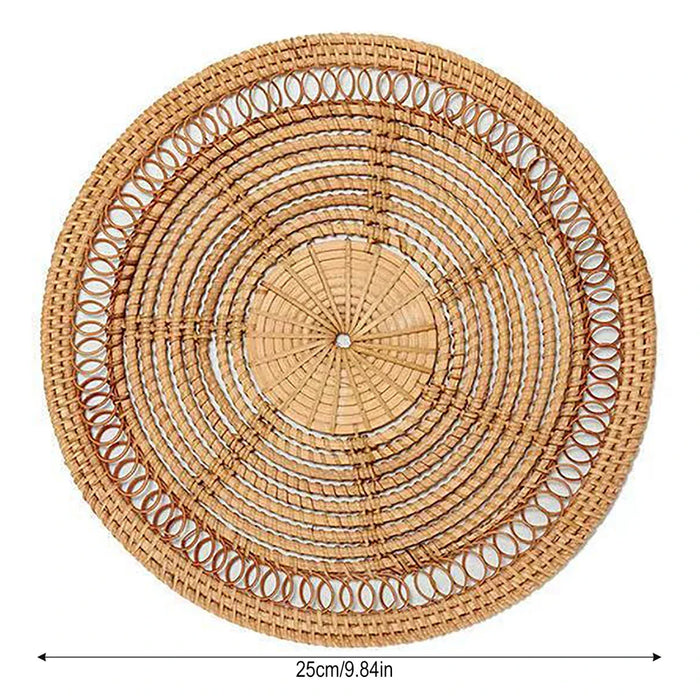 Handgeweven Wanddecoratie set (3-Stuks) - eersteklas natuurlijk rotan - decoratieve wanddecoratie, praktische placemat of stijlvolle onderzetter - huishoudmeester