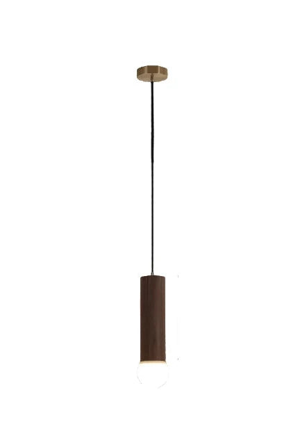 Minimalistische Houten Hanglamp - een delicate mix van natuurlijk hout en zachte koperen accenten - huishoudmeester