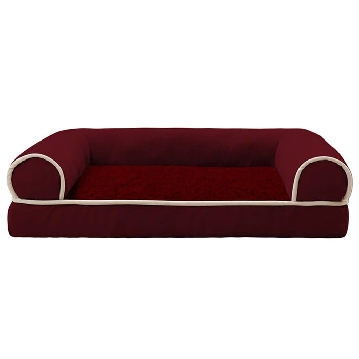 Luxe Suede Comfort Bed voor Honden - schapenvacht onderlaag - 3D-schuimvulling - antislip bodem - huishoudmeester