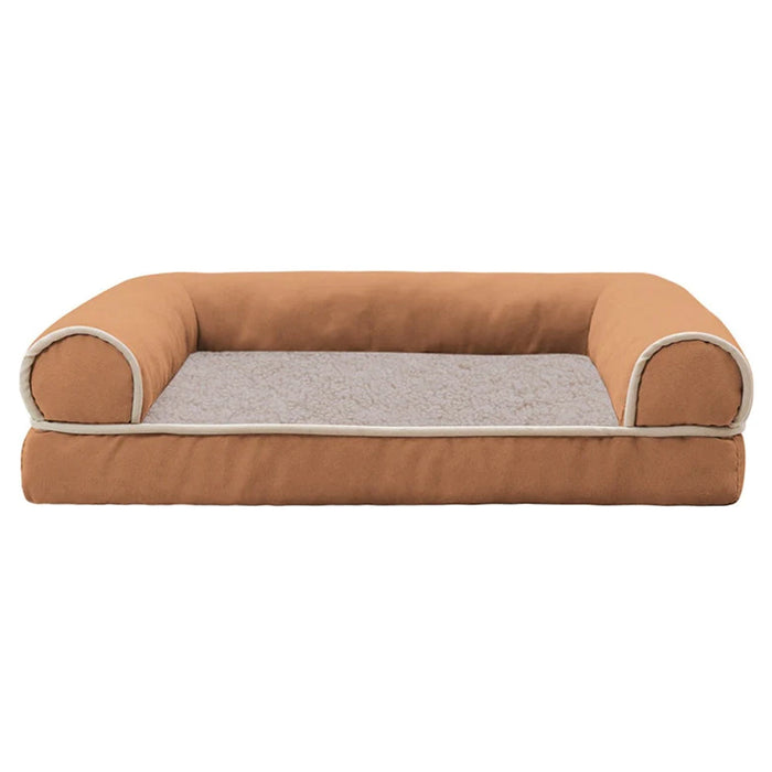 Luxe Suede Comfort Bed voor Honden - schapenvacht onderlaag - 3D-schuimvulling - antislip bodem - huishoudmeester