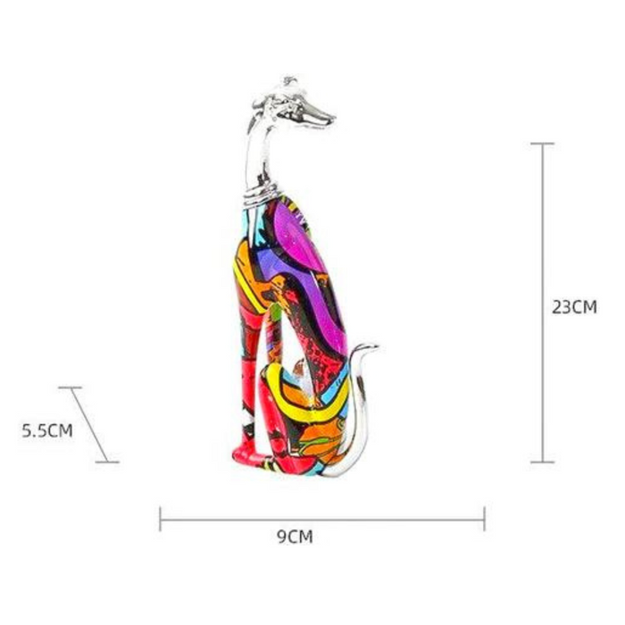 Graffiti Geschilderd Greyhound Beeld - levendige kleuren en artistieke details - een geweldige aanvulling op woonkamer, kantoor of boekenplank - huishoudmeester