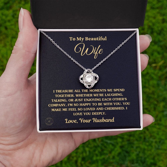 "Momenten die We Koesteren" Knoop Ketting - prachtige hanger, voorzien van een 6 mm ronde cubic zirconia, vertegenwoordigt de eeuwige band tussen twee zielen - huishoudmeester