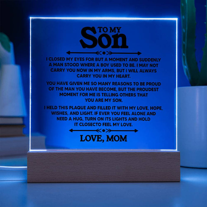 Verlichte Acryl Plaque voor Zoon, van Moeder - Laat dit tijdloze cadeau zijn wereld verlichten, net zoals hij die van jou verlicht - huishoudmeester