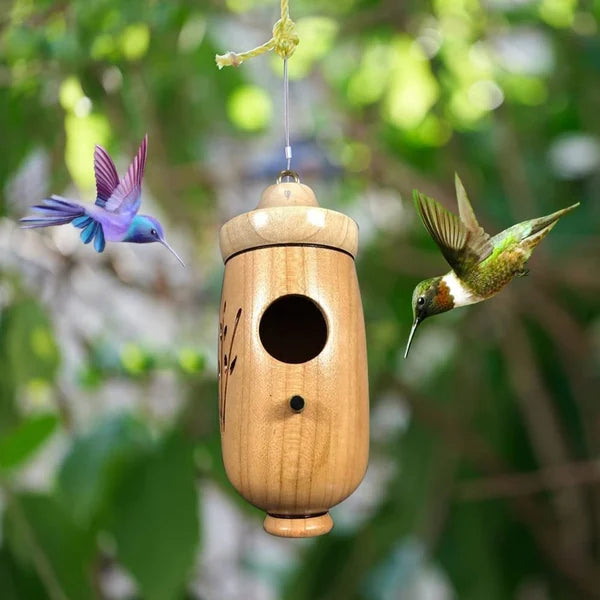 Handgemaakte Houten Kolibrie Nest huis - een perfecte rustplaats voor kolibries en een prachtig, natuurlijk accent in de tuin - huishoudmeester