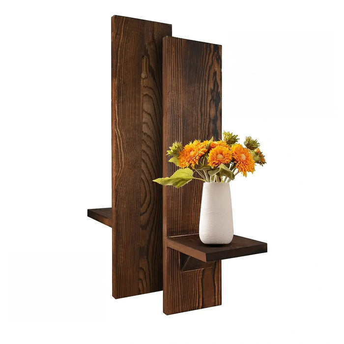 Elegante Eiken Houten Kaarsenwandhouder Set - eenvoudige installatie - natuurlijke eikenhoutnerf brengt textuur en warmte - huishoudmeester