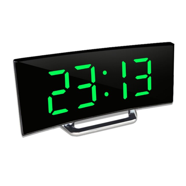 LED Klok - moderne klok met een gebogen LED-display - heldere en gemakkelijke afleesbaarheid - dag/nachtmodus met verstelbare helderheid - huishoudmeester