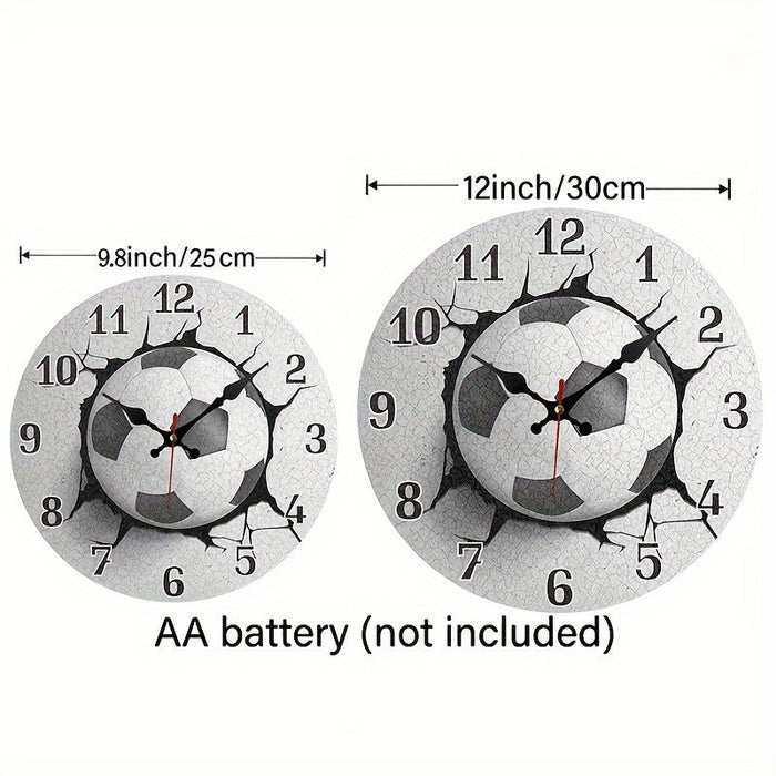 Dynamische 3D Voetbal Wandklok - stille, nauwkeurige beweging - sportieve uitstraling - eenvoudige installatie - huishoudmeester