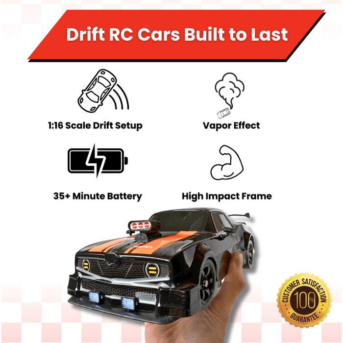 Realistische Drift- & Dampuitlaatauto - geavanceerde driftbanden en een proportionele gashendel - robuust ontwerp - huishoudmeester