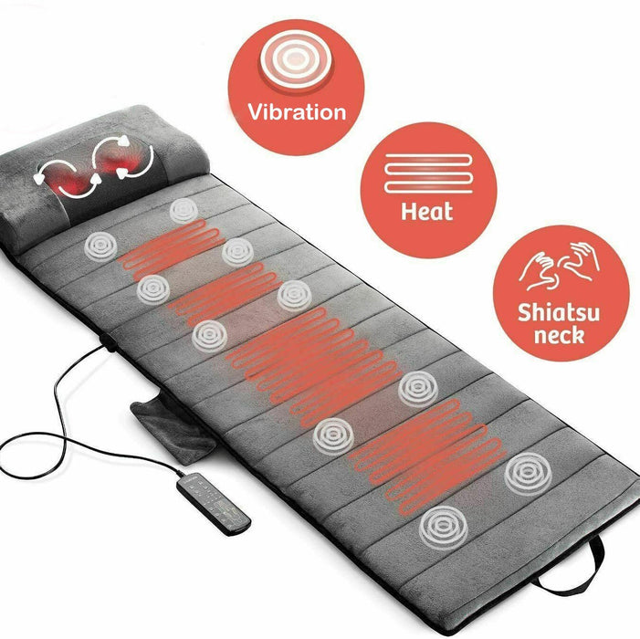 Volledige Lichaam Verwarmde Massage Mat  - 3 intensiteiten en 5 vibratiestanden - geïntegreerde verwarming - lichtgewicht en opvouwbaar - huishoudmeester