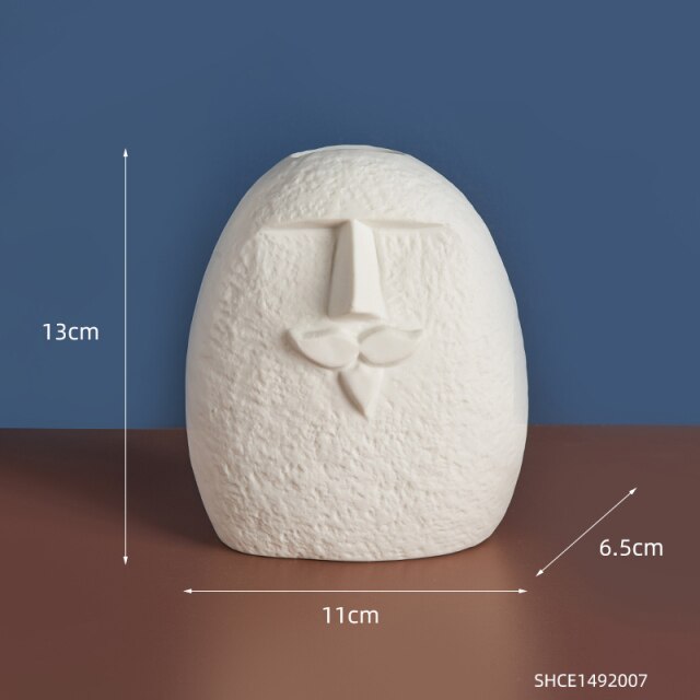 Minimalistische Keramische Gezicht Vaas - brengt karakter en charme in je leefruimte - zorgvuldig handgemaakt van duurzaam keramiek - huishoudmeester