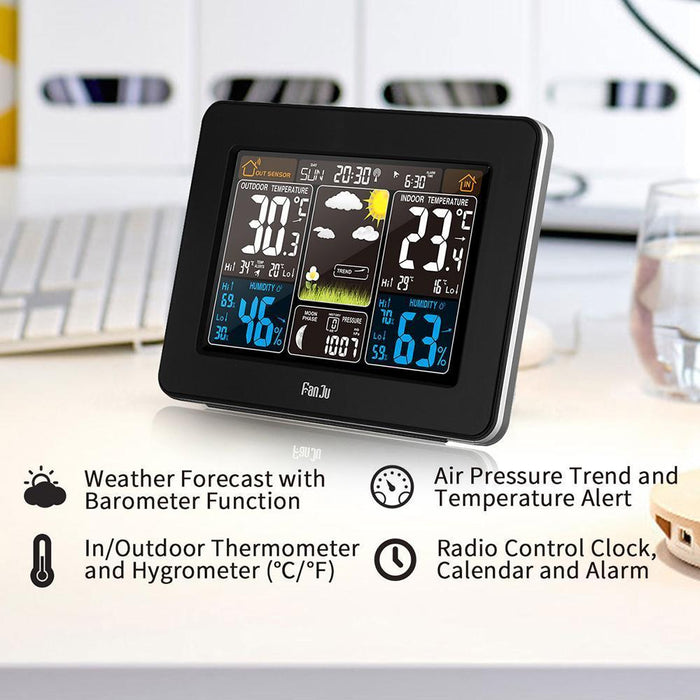 Alles-in-één Persoonlijk Weerstation & Wekker - nauwkeurige en real-time monitoring van binnen- en buitentemperatuur en luchtvochtigheid - huishoudmeester