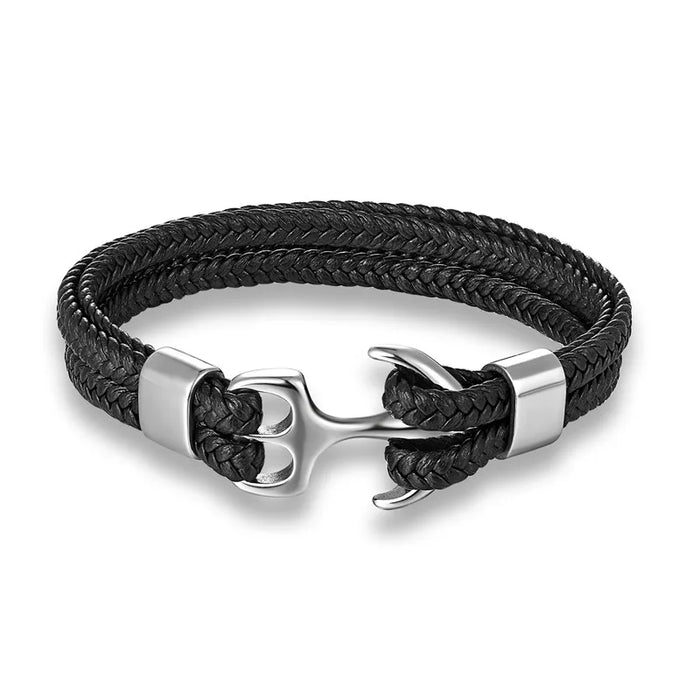 Anker Lederen Armband - nautisch geïnspireerd accessoire - superieur vakmanschap - huishoudmeester