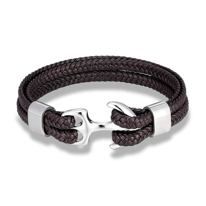 Anker Lederen Armband - nautisch geïnspireerd accessoire - superieur vakmanschap - huishoudmeester