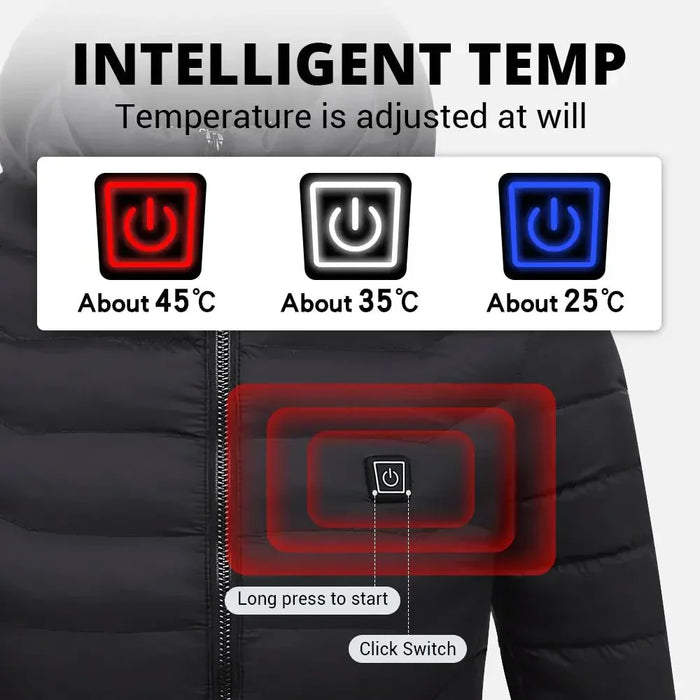 Uniseks Slim Geïsoleerde Verwarmde Jas - geïntegreerde verwarmingselementen - aanpasbaar warm - tot 10 uur warmte - huishoudmeester