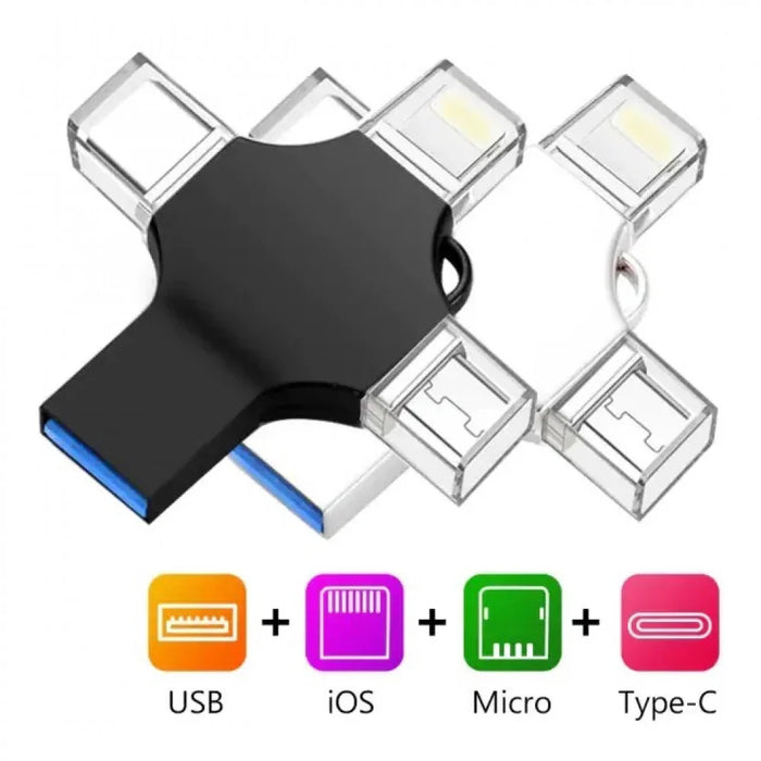 4-in-1 Ultra-Fast FlashDrive - alles-in-één oplossing voor het overzetten van data tussen Apple-, Android-, PC- en Mac-apparaten - huishoudmeester